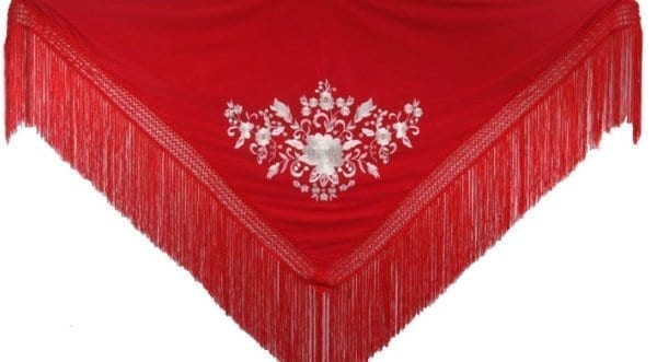 Flamenco shawl red and silver