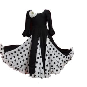 LADY FLAMENCO SKIRT BLACK POLKA DOT WHITE