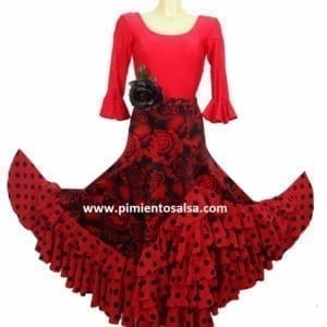 Flamenco skirt print flowers and polka dot